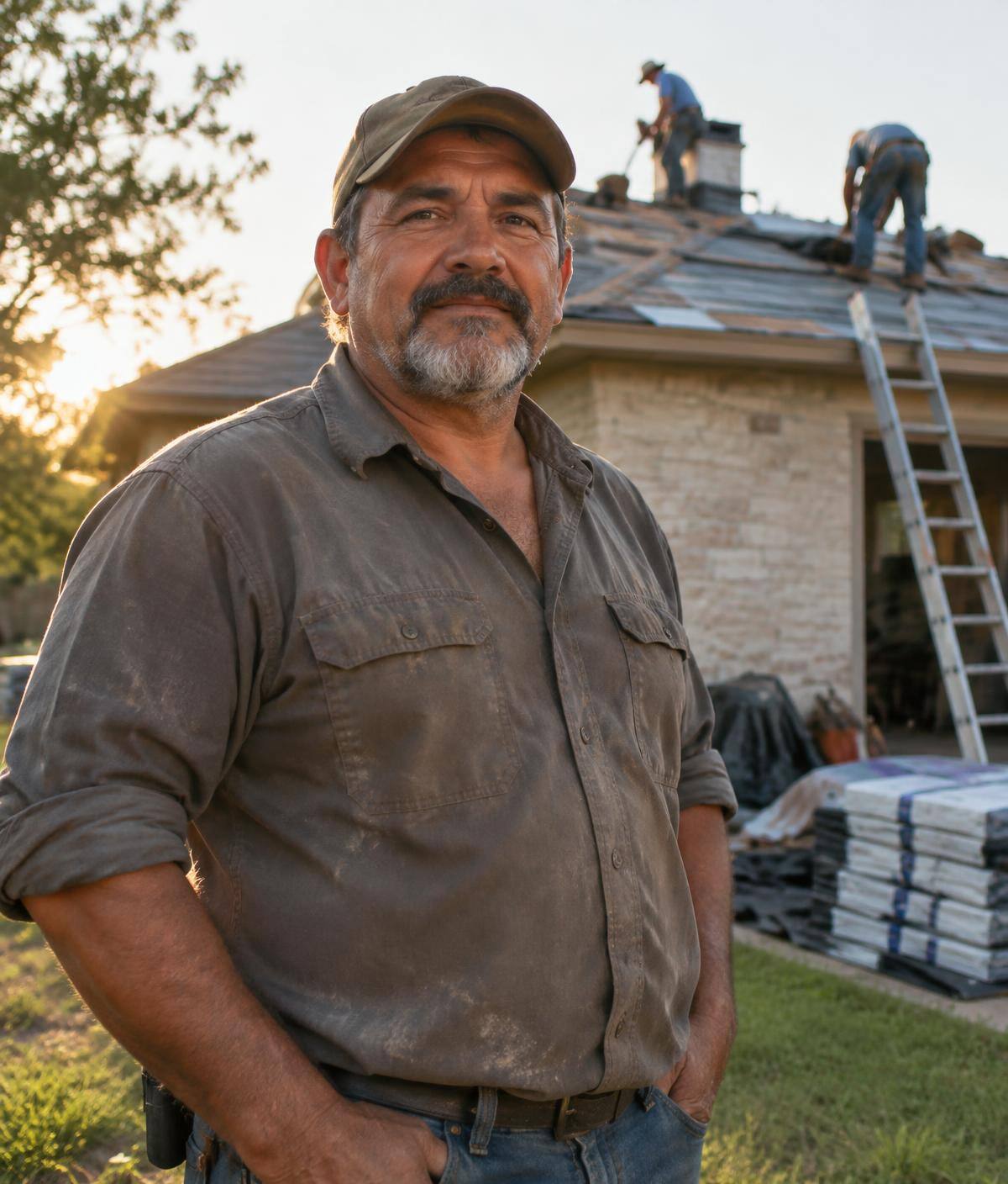 Eric Williams, owner of Top Hand Roofing, on a residential roofing job site